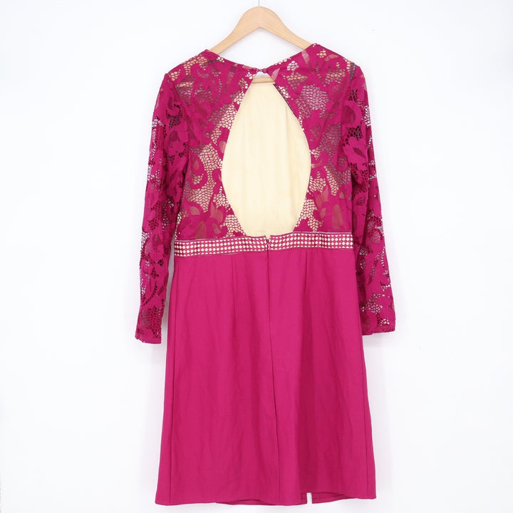 Little Mistress Dress Women's 10 Tall Magenta Lace Open Back Excellent