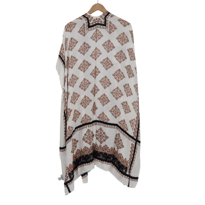 Modena Womens One Size Medallion Print Viscose Kimono Wrap White Rust Black