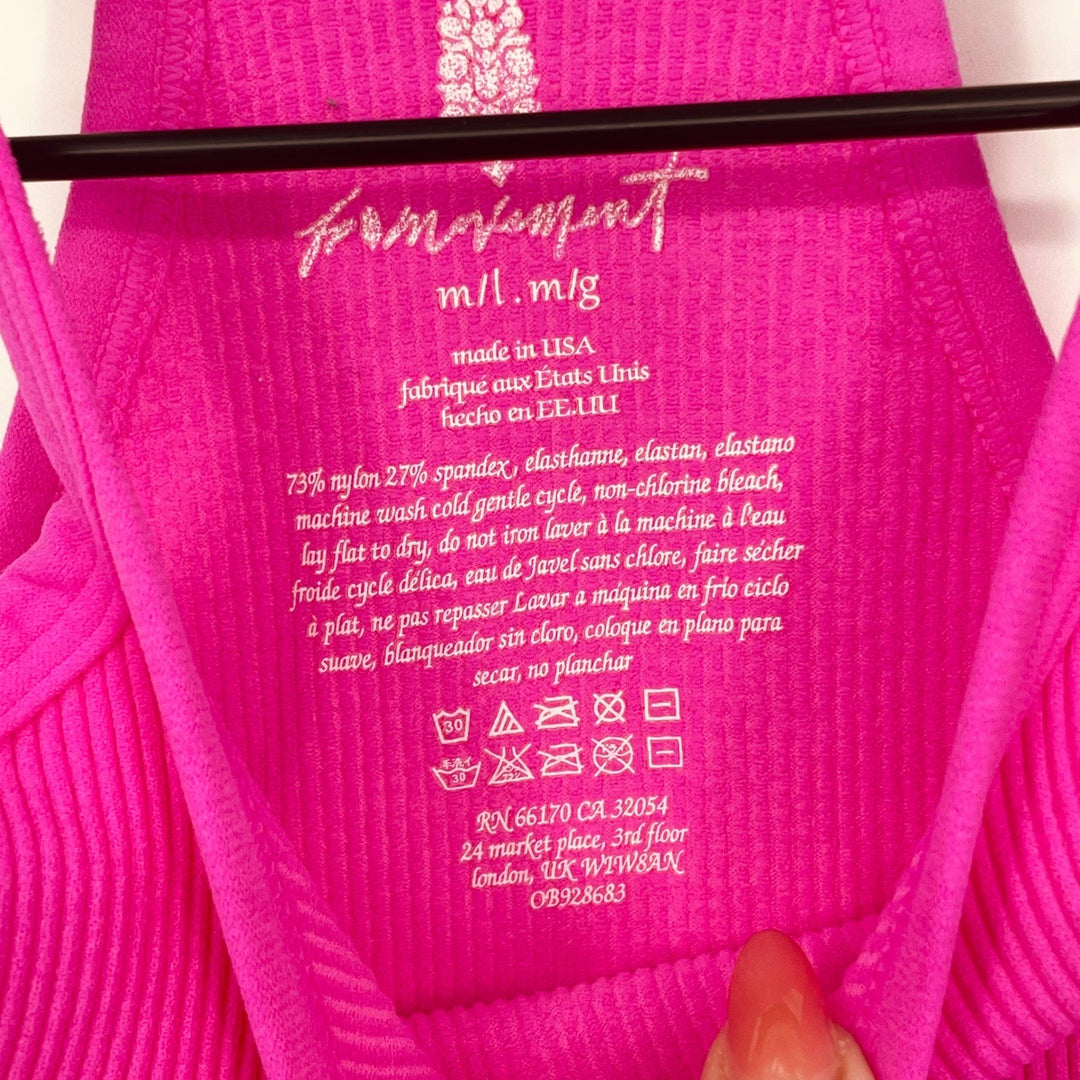 Free People Ribbed Racerback Crop Tank Top Magenta M L