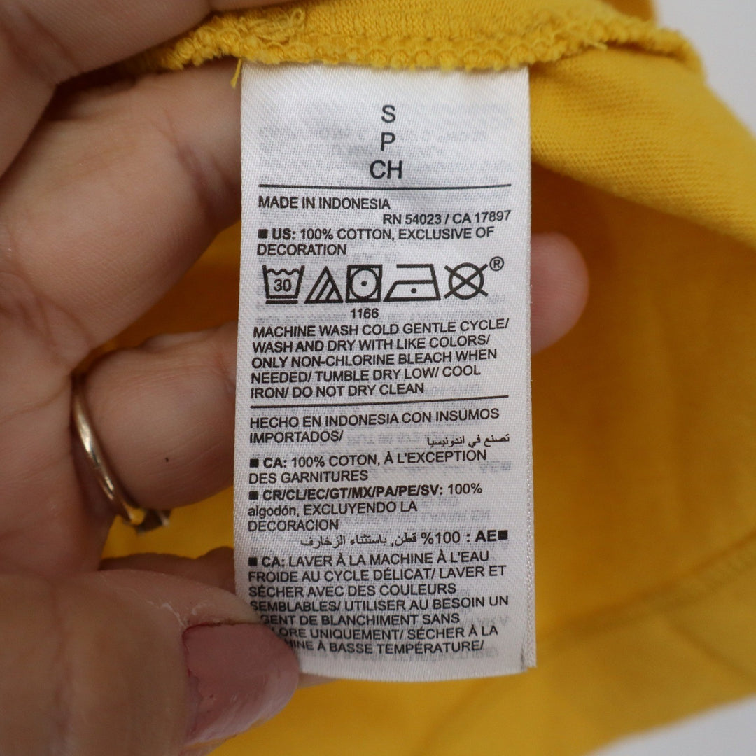 Old Navy Womens Small Yellow Crochet Lace Shoulder Short Sleeve Cotton Top