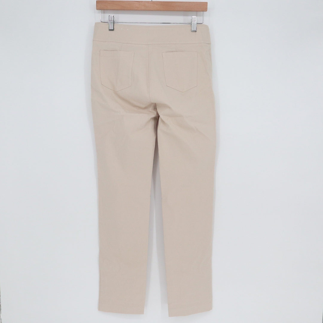 J.McLaughlin Lexi Straight Leg Pull On Pants Beige Tan Size 8 Workwear Stretch