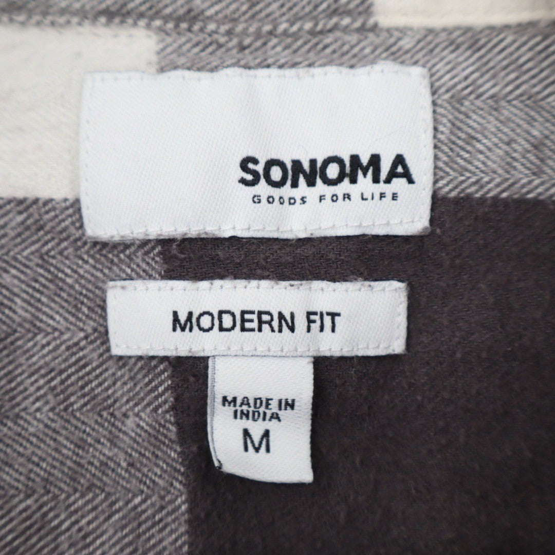 Sonoma Goods For Life Mens Modern Fit Plaid Flannel Shirt Size M