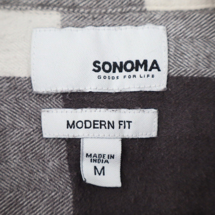 Sonoma Goods For Life Mens Modern Fit Plaid Flannel Shirt Size M