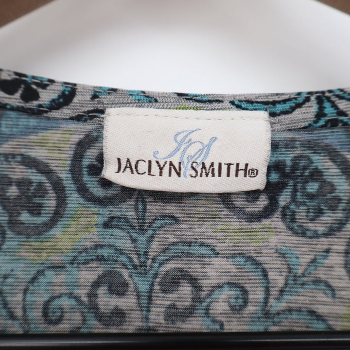 Jaclyn Smith Top Womens 2XL Medallion Print Blue Green Twist Front Excellent