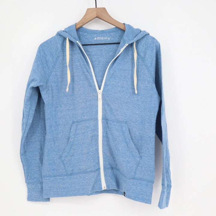 American Giant Lightweight Full Zip Hoodie Womens S Heather Blue Raglan Sleeve