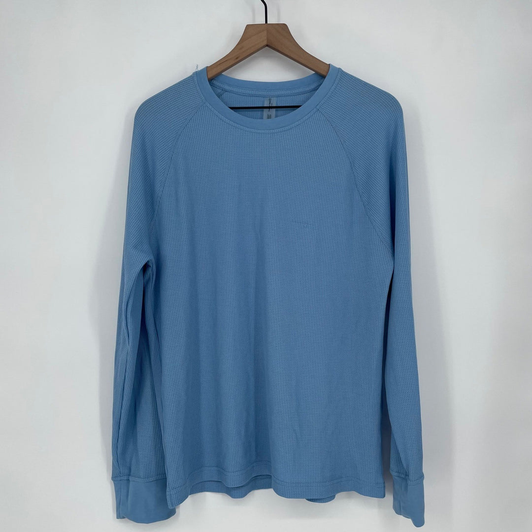 Outdoor Voices Blue Waffle Knit Long Sleeve Crew Neck Top Men's Size M