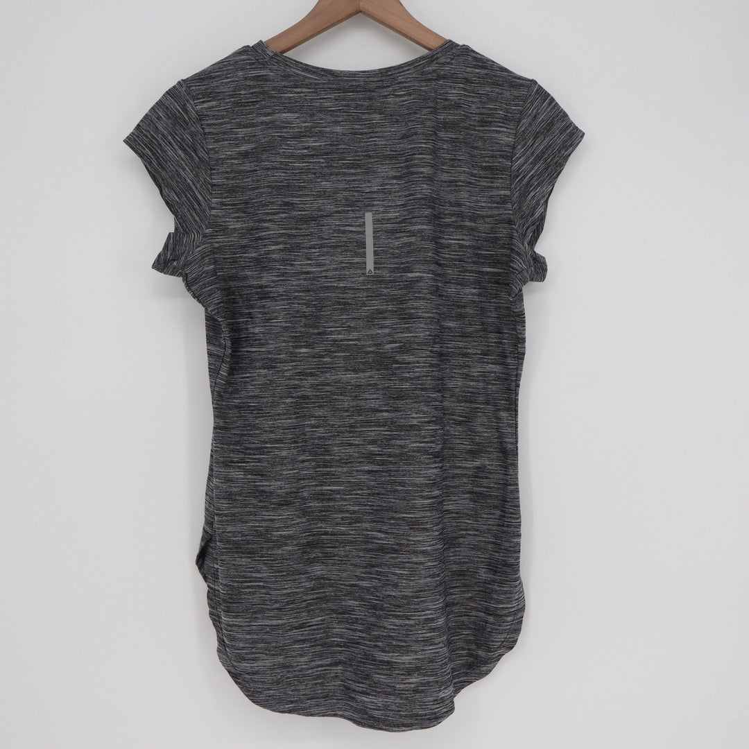 Reebok Womens Space Dye Athletic T-Shirt Gray Short Sleeve High-Low Hem Medium