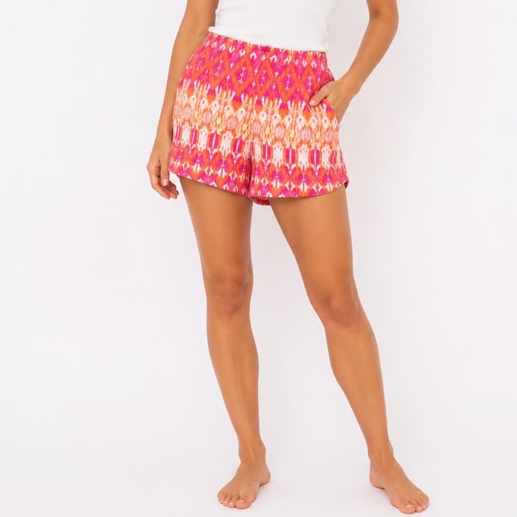 Secret Treasures XL Pink Orange Ikat Geometric Sleep Shorts Pajama Bottoms