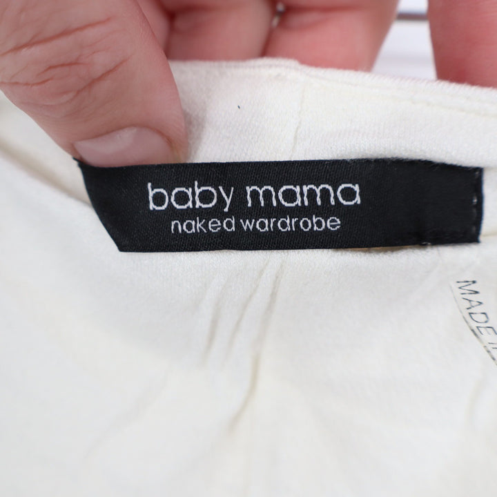Naked Wardrobe Baby Mama Maternity Biker Shorts XL Cream Off White