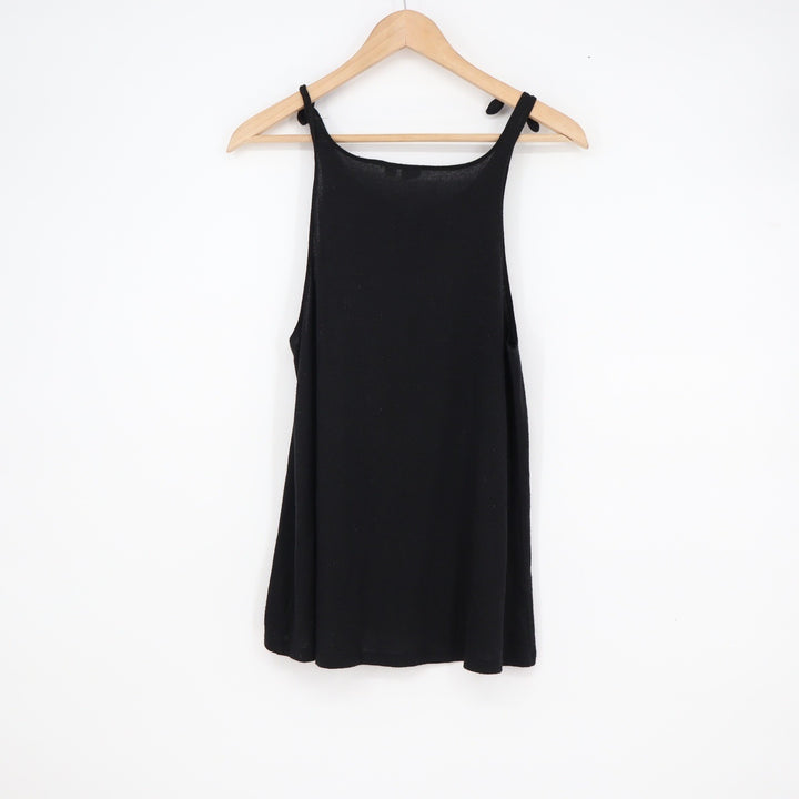 GAP Womens Black Tie Shoulder Sleeveless Knit Tank Top XS Solid High Neck
