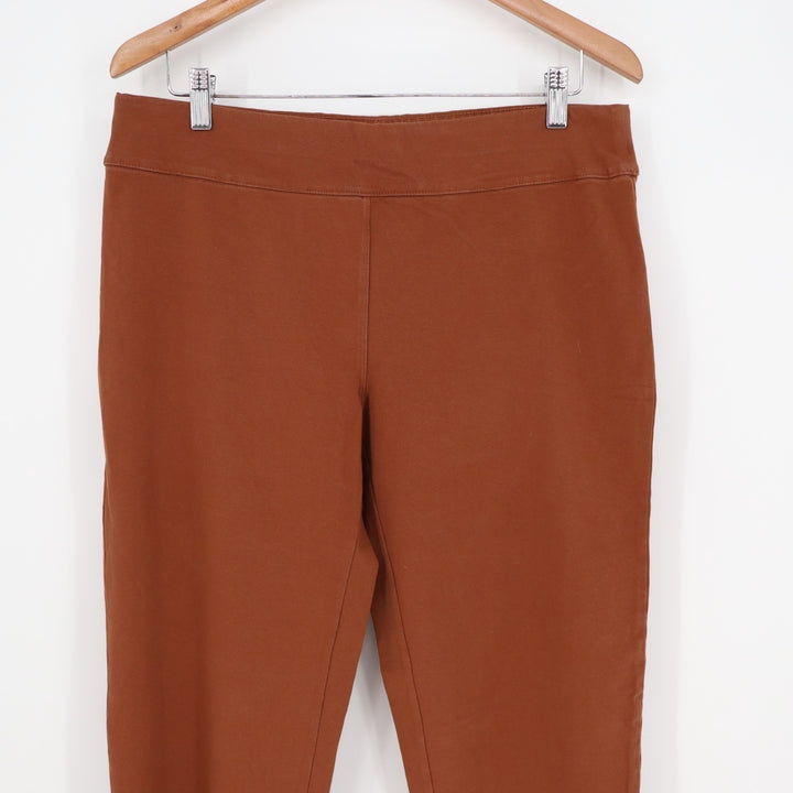 Susan Graver Weekend Cavalry Twill Knit Slim Pants Womens Medium Rust Brown