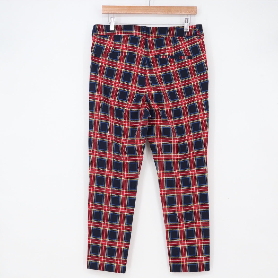 Old Navy Pants Womens 12 Pixie High Rise Red Plaid Stretch Ankle Excellent