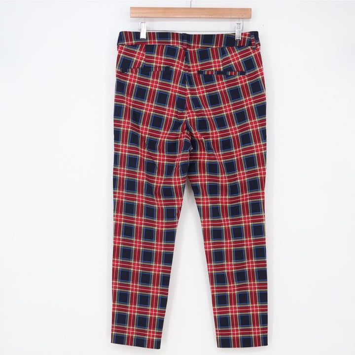 Old Navy Pants Womens 12 Pixie High Rise Red Plaid Stretch Ankle Excellent