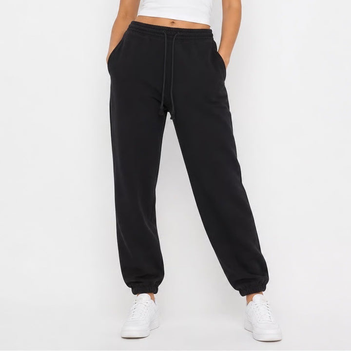 H&M Divided Black Jogger Sweatpants XS Drawstring Elastic Waist Fleece