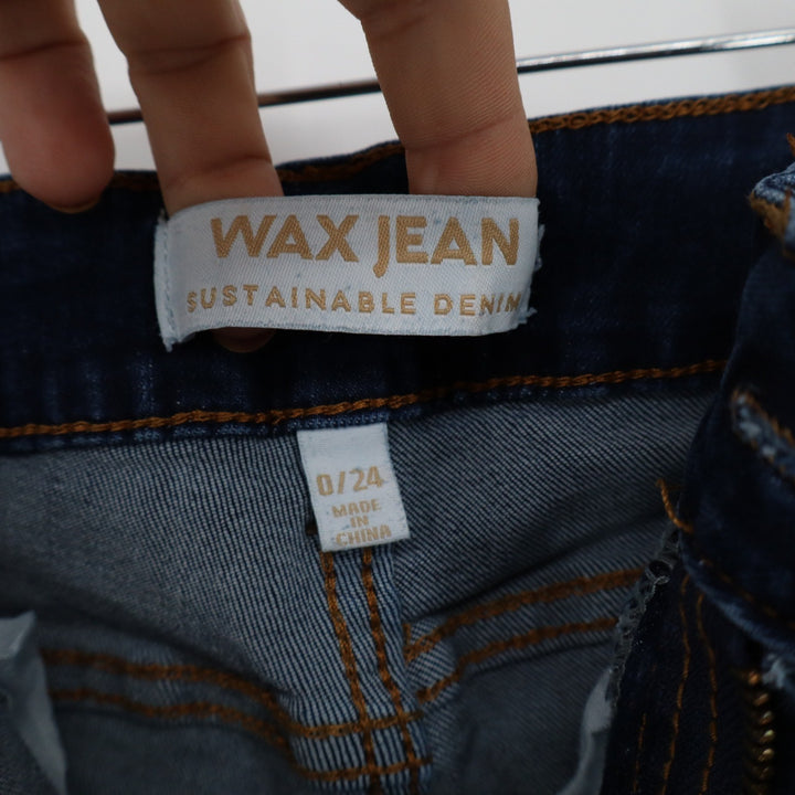 Wax Jean Sustainable Denim High Rise Distressed Skinny Jeans Dark Wash 0/24