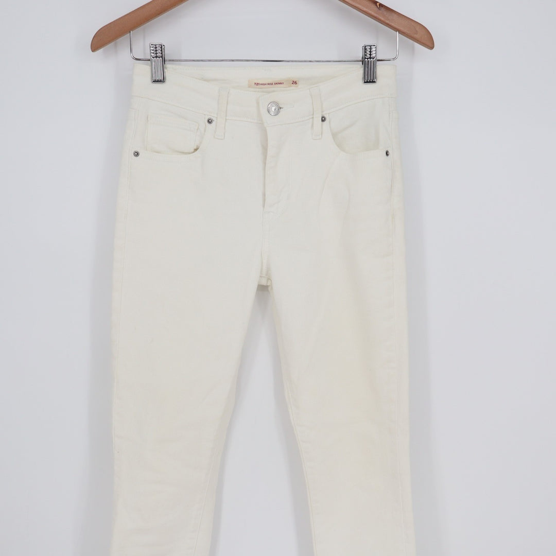Levi's 721 Skinny Jeans Womens 26 White Denim Cotton Stretch 5-Pockets High Rise