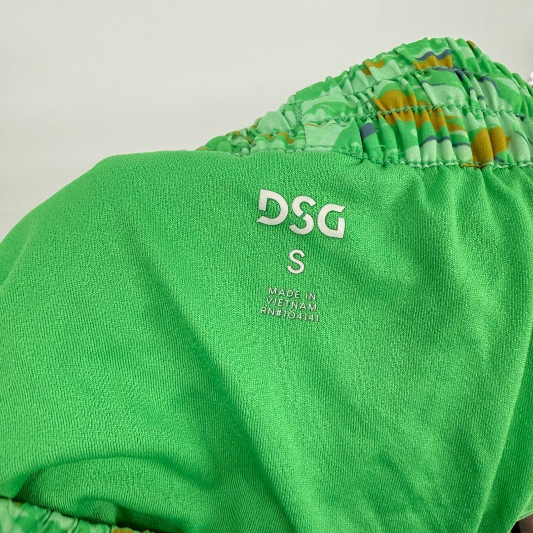 DSG Athletic Shorts Green Abstract Print Elastic Waist Size S