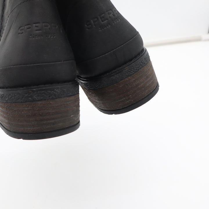 Sperry Top-Sider Black Leather Ankle Boots Womens 8.5 Zip Block Heel