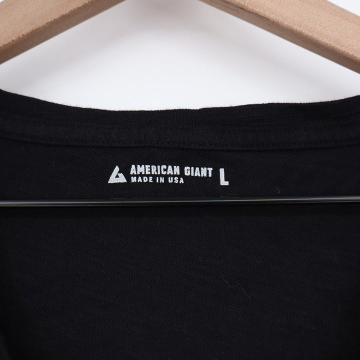 American Giant Women Black V Neck Short Sleeve T Shirt Size L Made in USA