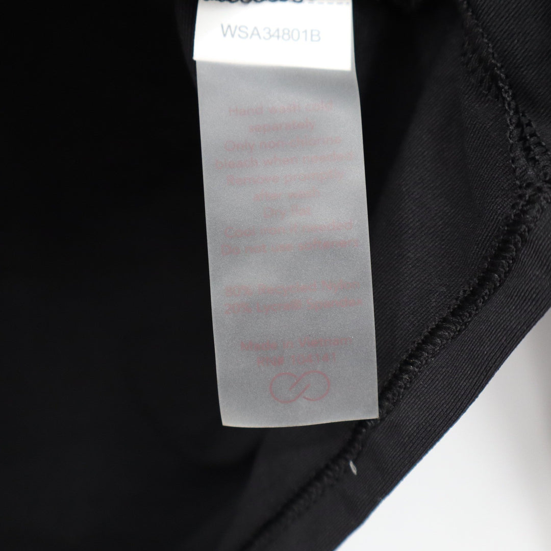 CALIA Womens LS Ruched Rashguard Pure Black UPF 50+ Cropped Swim Top L