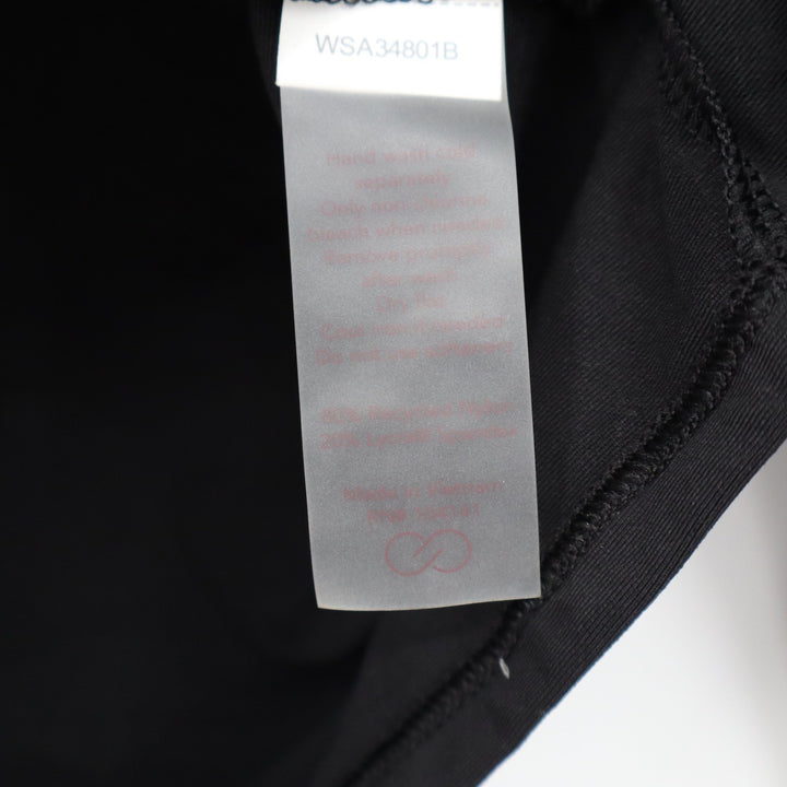 CALIA Womens LS Ruched Rashguard Pure Black UPF 50+ Cropped Swim Top L
