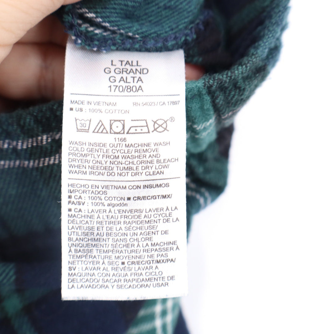 Old Navy Mens Green Navy Blue Plaid Flannel Pajama Pants Tall Large KLE 4413