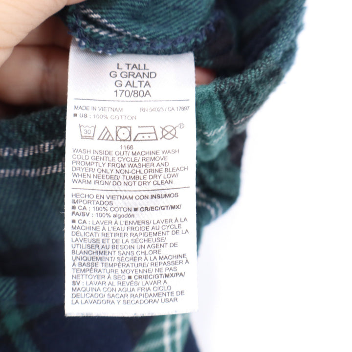 Old Navy Mens Green Navy Blue Plaid Flannel Pajama Pants Tall Large KLE 4413