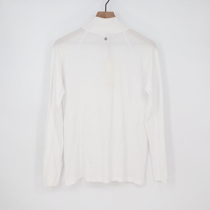 CALIA Womens Seamless LS Quarter Zip Pure White UPF 50+ Top Large