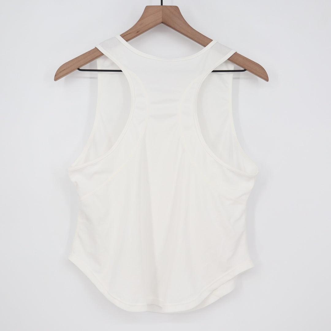 Shein Tank Top Womens Medium White Racerback Curved Hem Round Neck Activewear