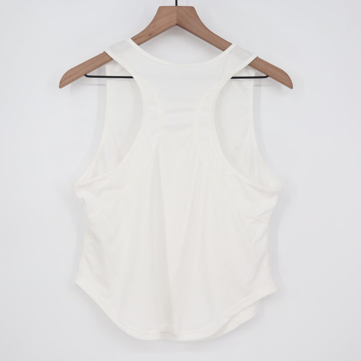 Shein Tank Top Womens Medium White Racerback Curved Hem Round Neck Activewear