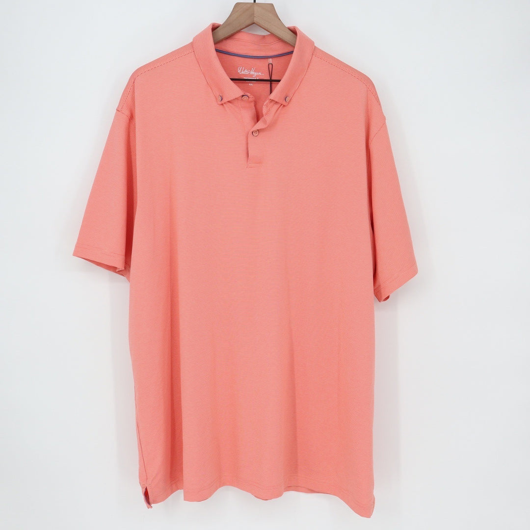Walter Hagen Mens P11 Championship Stripe Polo Pink Peach XXL NEW