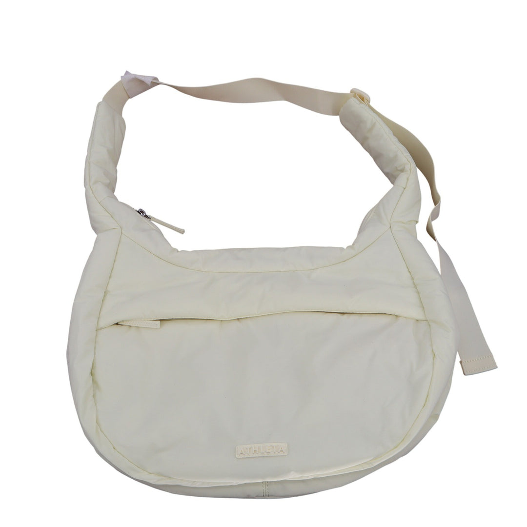 Athleta Puffer Crossbody Bag Cream Yellow Quilted Nylon Hobo Adjustable Strap