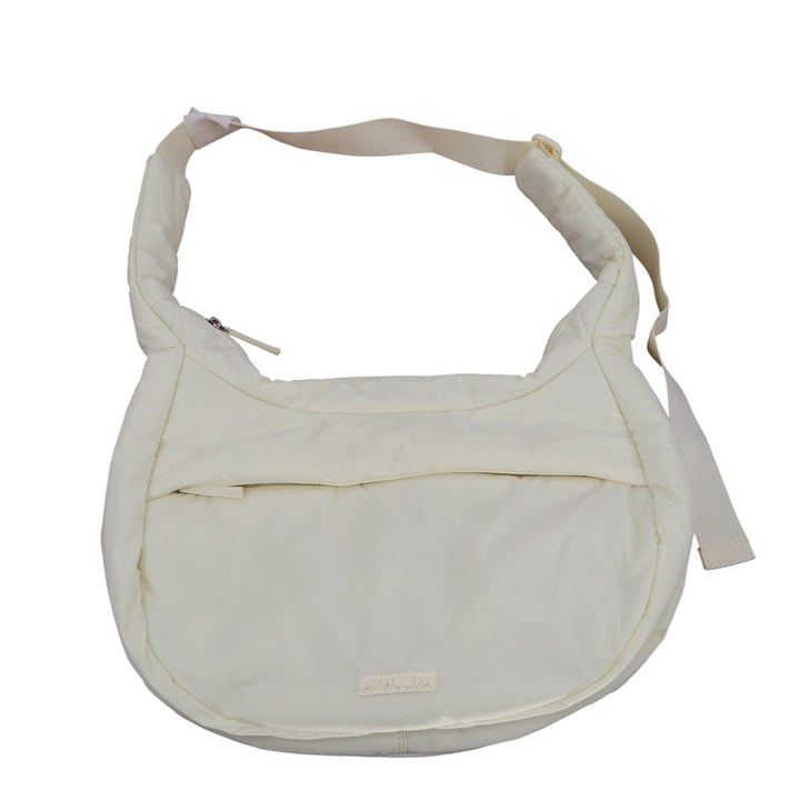 Athleta Puffer Crossbody Bag Cream Yellow Quilted Nylon Hobo Adjustable Strap