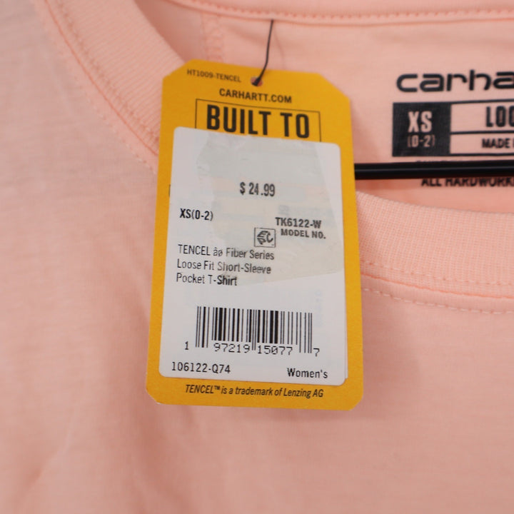 Carhartt Womens Loose Fit Pocket T-Shirt Peach XS New