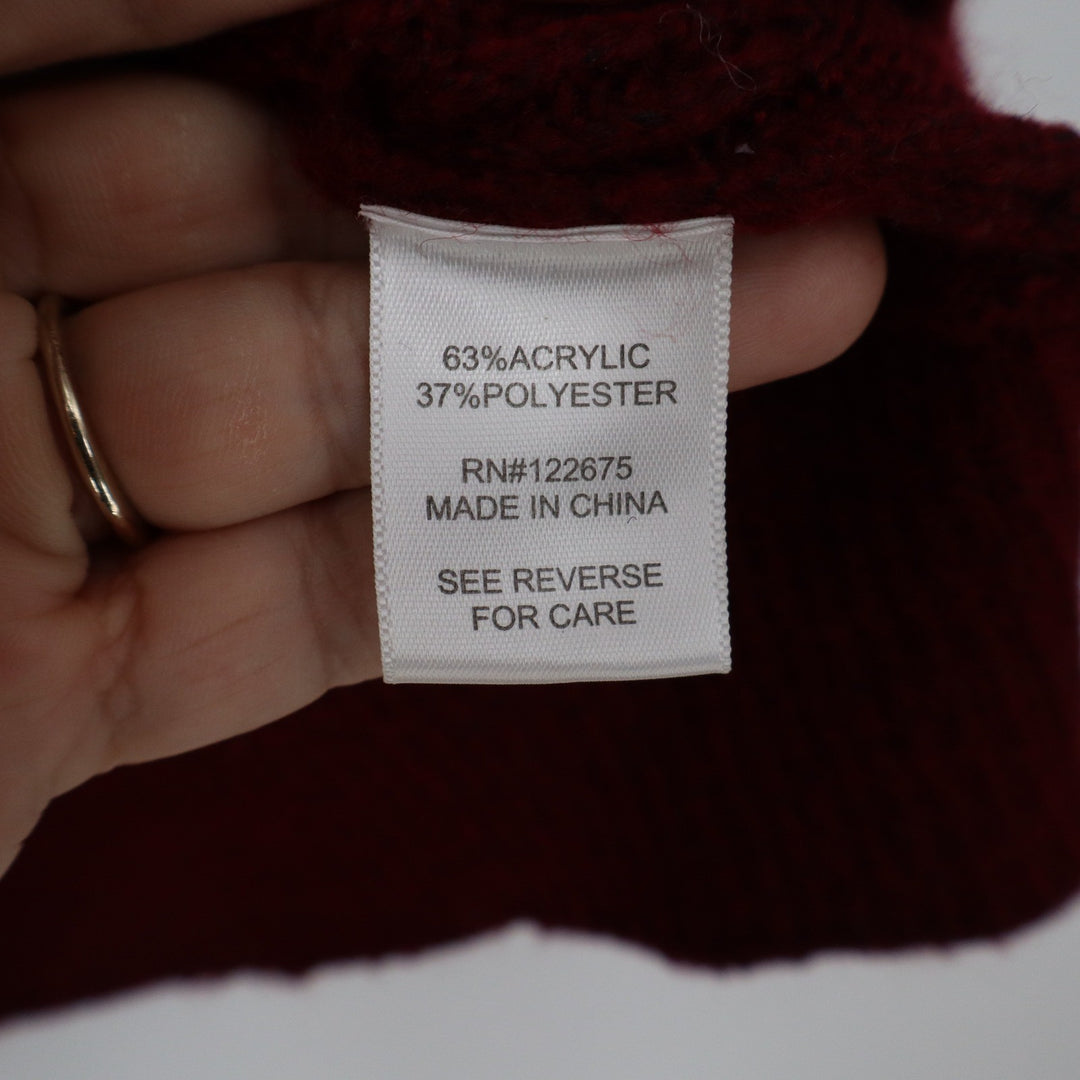 Sienna Sage Burgundy Textured Stripe V-Neck Sweater Womens Large Maroon Pullover