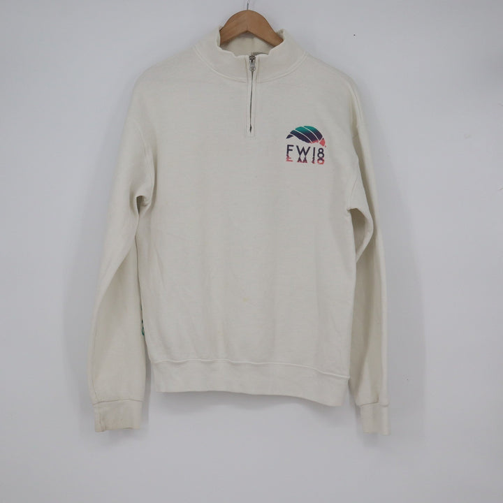 Jerzees Mens White Far Westerns 2018 Volleyball Quarter Zip Sweatshirt Size M