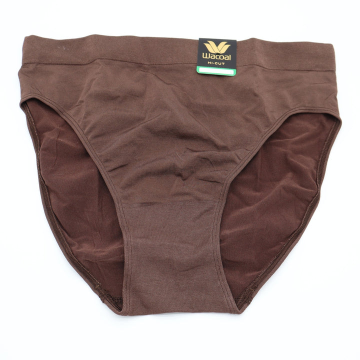 Wacoal B-Smooth Hi Cut Brief Panty Womens Large Hot Fudge Stretch Nylon Ribbed