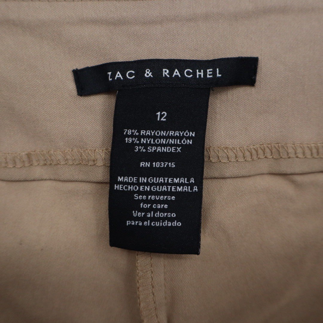 Zac & Rachel Women's Tan Cropped Pants Size 12 Stretch Waist