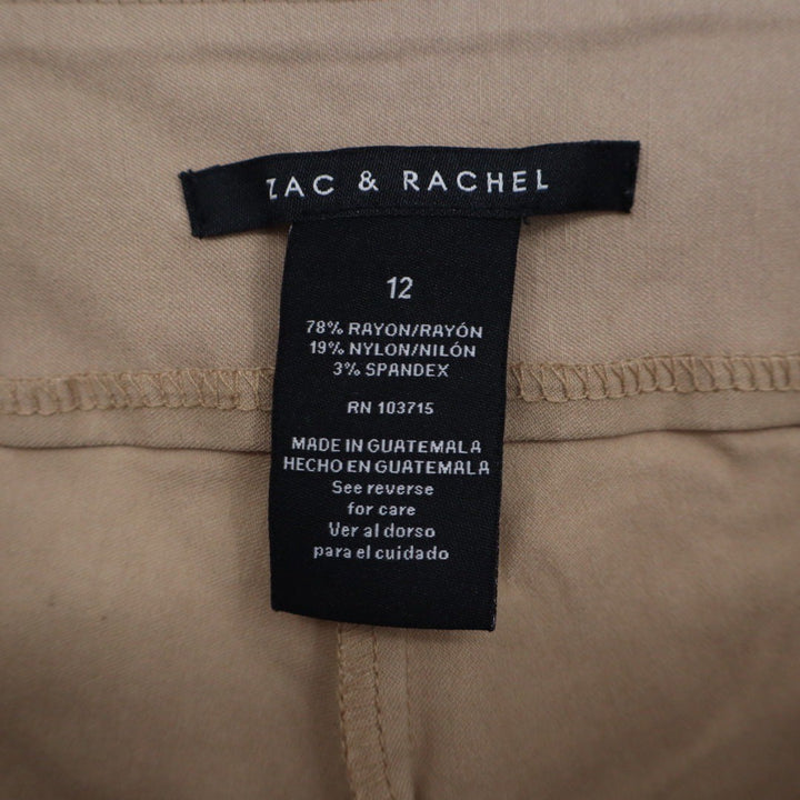 Zac & Rachel Women's Tan Cropped Pants Size 12 Stretch Waist