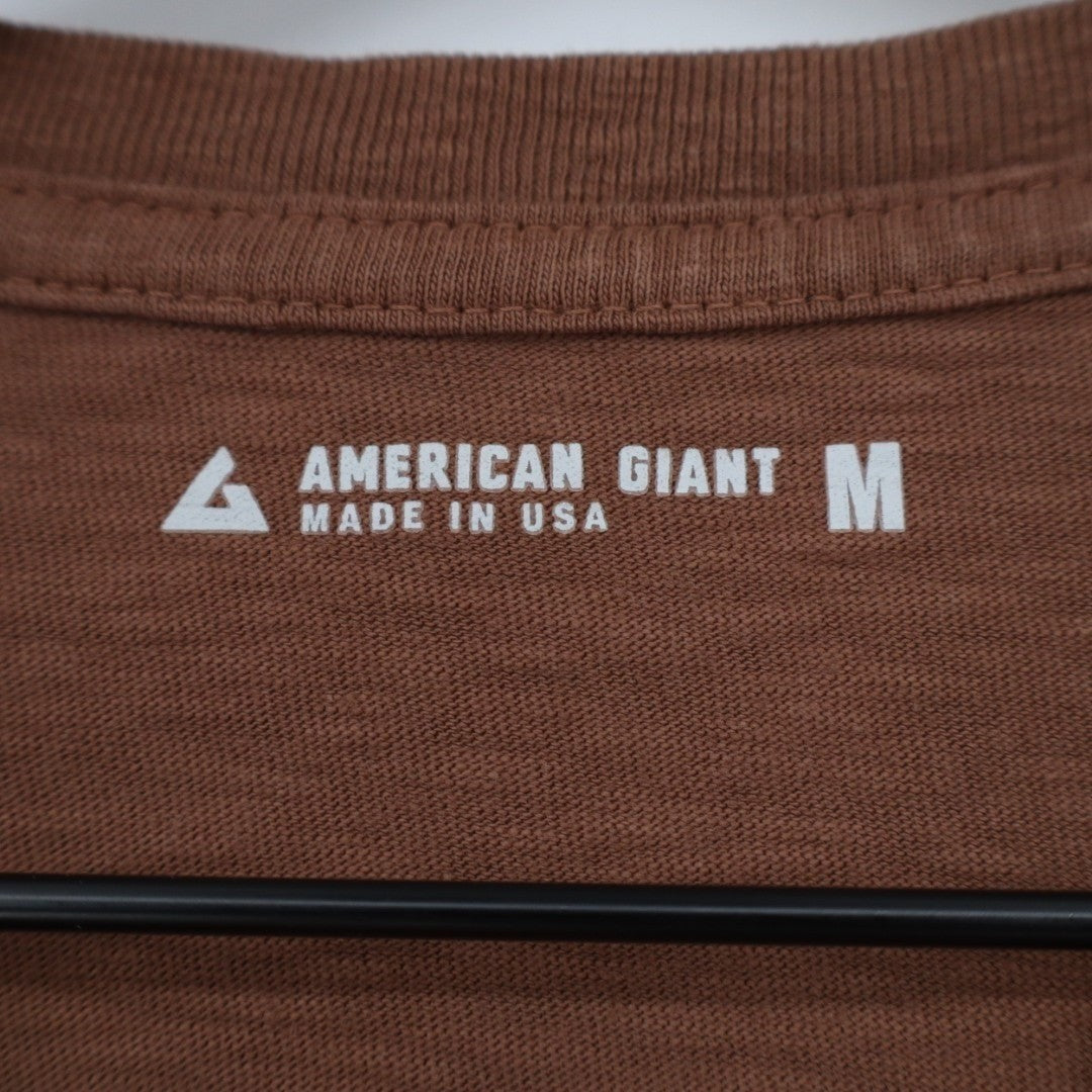 American Giant Premium Slub Tee Shirt Men's Medium Brown Cotton Knit V-Neck