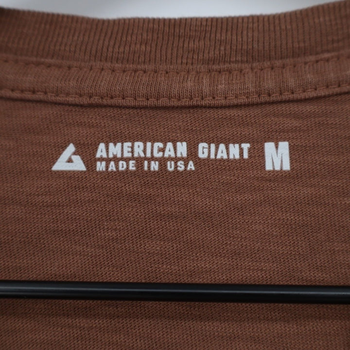 American Giant Premium Slub Tee Shirt Men's Medium Brown Cotton Knit V-Neck