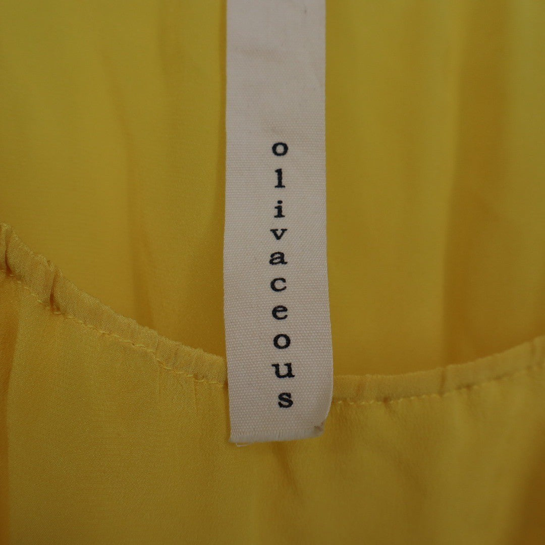 Olivaecous Yellow Silk Spaghetti Strap Camisole Tank Top M