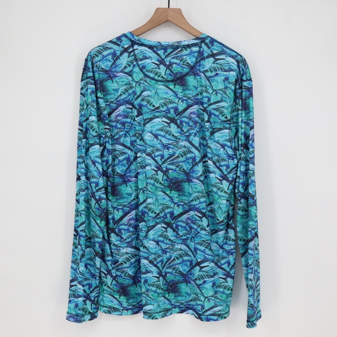 Reel Legends Performance Clothing Long Sleeve Fishing Shirt XL Marlin Print