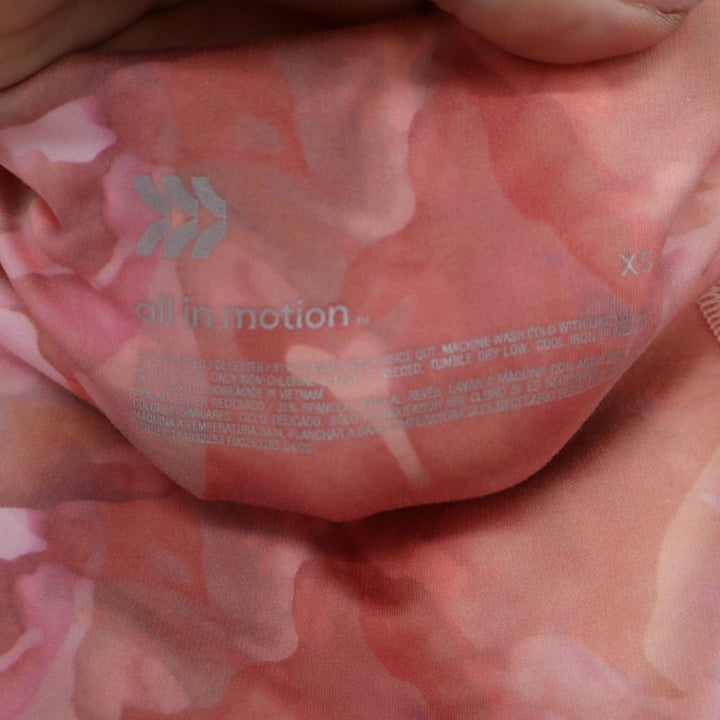 All in Motion Womens XS Pink Orange Abstract Floral High Rise Leggings Pockets