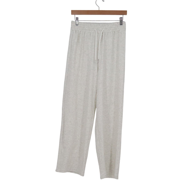 SHEIN Heather Oatmeal Wide Leg Lounge Pants Womens Medium Drawstring Relaxed