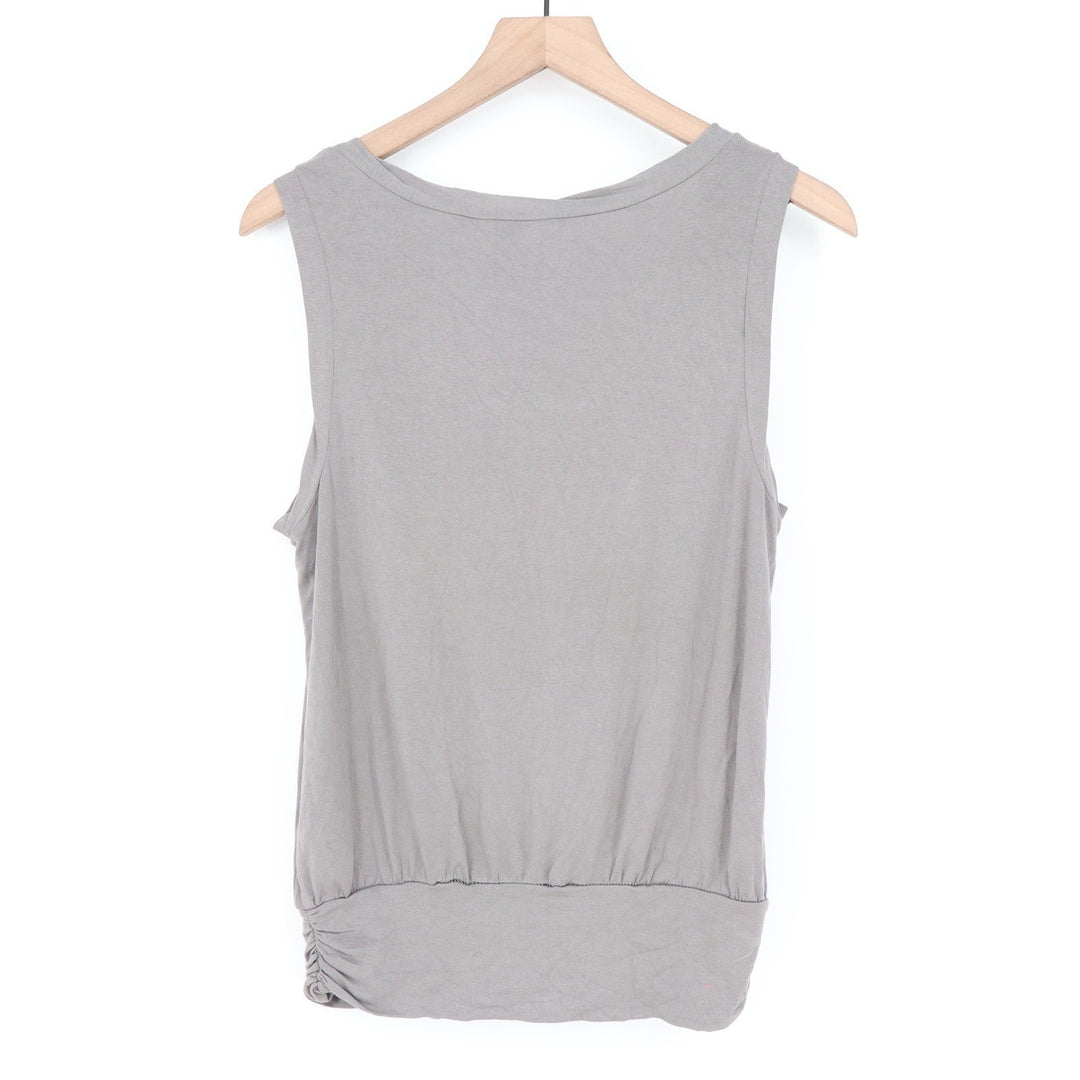 Max Studio Grey Sleeveless Pleated Scoop Neck Blouson Top 4703T72 Size S