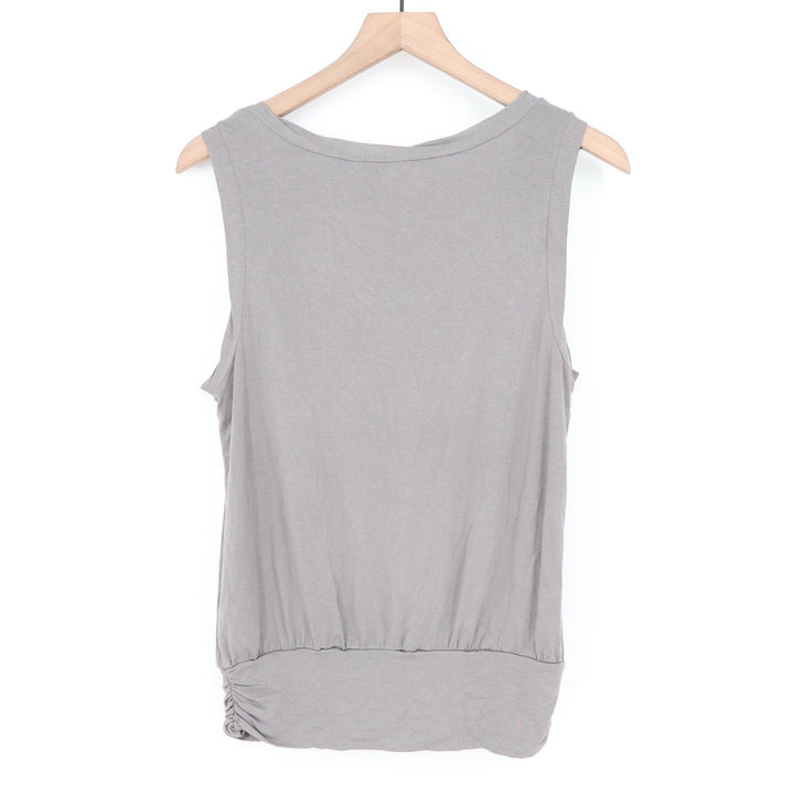 Max Studio Grey Sleeveless Pleated Scoop Neck Blouson Top 4703T72 Size S