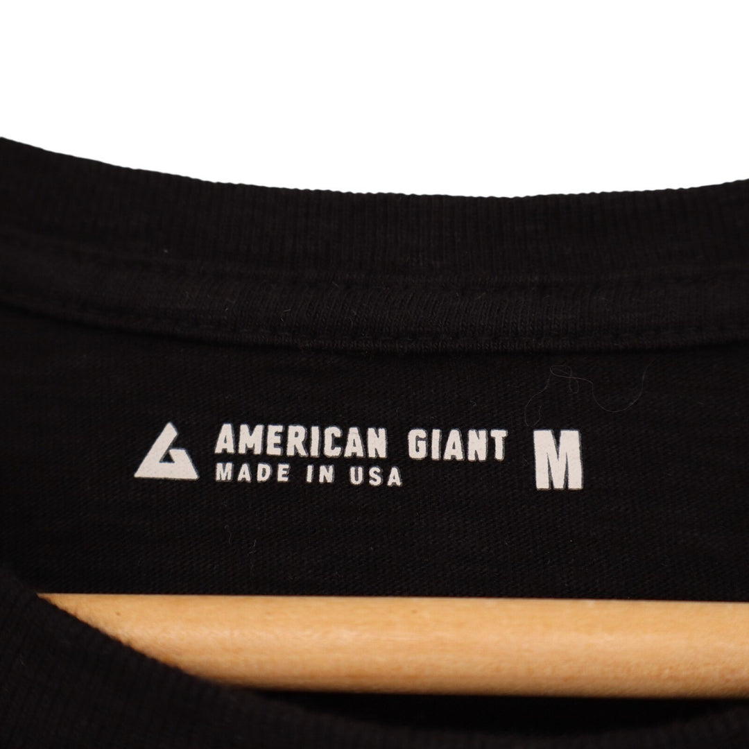 American Giant Premium Slub T-Shirt Mens M Black Cotton Crew Neck Long Sleeve