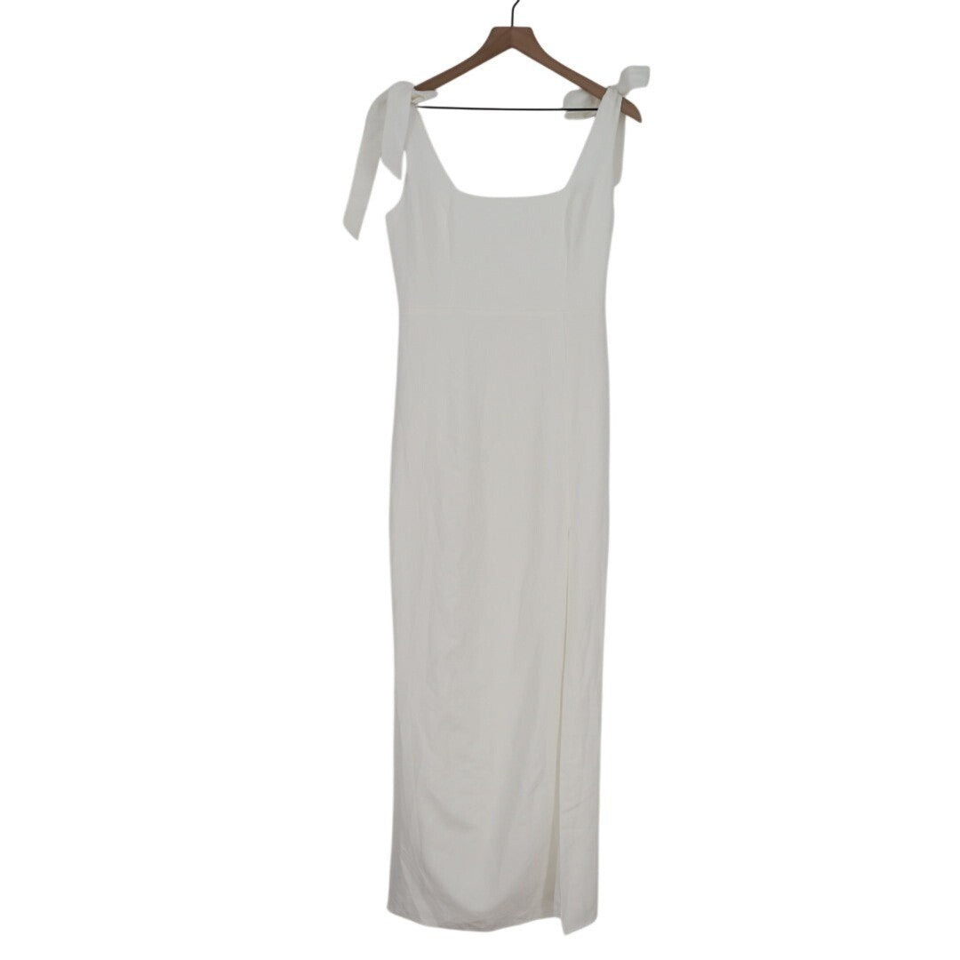 Lulus Your Sweetie White Tie Strap Column Maxi Dress Women Medium Cream Back Zip