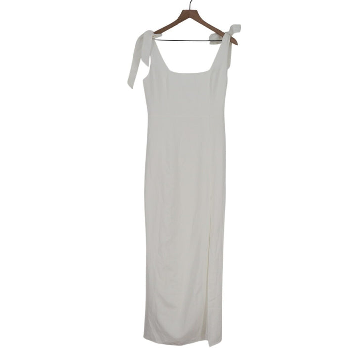 Lulus Your Sweetie White Tie Strap Column Maxi Dress Women Medium Cream Back Zip